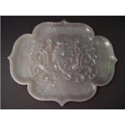 Chinese carved Celadon jade  plate #1485653