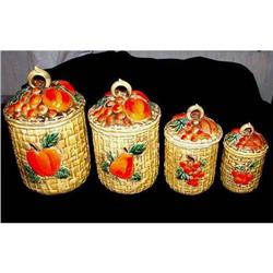 Lefton Canister Set of Four With Fruit Over #1492268