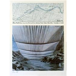 Hand signed Christo Lithograph Arkansas River #1492501