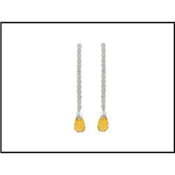 LONG DANGLE DIAMOND CITRINE EARRINGS (was $450)#1492853
