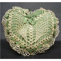 LOVELY  ANTIQUE PIN CUSHION-LACE&RIBBONS #1492862