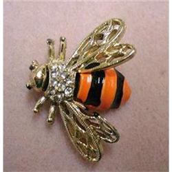 RHINESTONE&ENAMEL BUMBLE BEE BROOCH #1492874