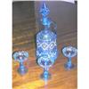 Art Glass Decanter with three Glasses #1493081