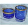 Image 1 : COBALT CIGARETTE HOLDER & ASHTRAY CRACKLE GLASS#1493212