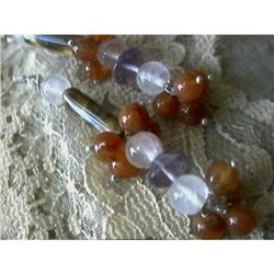 WOW STERLING SILVER AMETHYST TIGER EYE Earrings#1493417