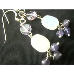 STERLING SILVER Estate AMETHYST QUARTZ Earrings#1493420