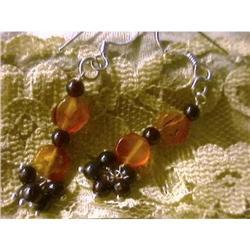 STERLING SILVER Estate RARE GARNET Earrings #1493421