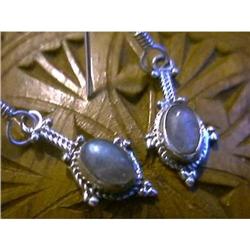 STERLING SILVER Estate MOONSTONE Earrings WOW #1493424