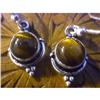 STERLING SILVER Estate RARE TIGER EYE Earrings #1493425