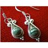 STERLING SILVER Estate RARE MALACHITE Earrings #1493426