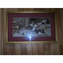 Antique Framed Print-Puppies,Kittens and #1493533