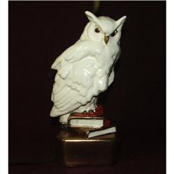 Vintage Bronze Snowy Owl Lamp & Shade          #1493545