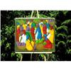 ORIG OIL PAINTING HAITI MARKET SCENE #1493555