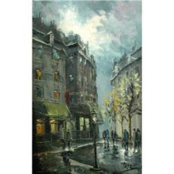 ORIG OIL PAINTING OF PARIS STREETSCAPE #1493574