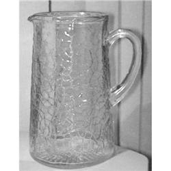 8.5" H.C. FRY CRAQUEL GLASS CLEAR TEA PITCHER #1493601
