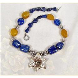 Lapis Gemstone Tribal Silver Choker #1493616