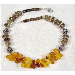 Smoky Topaz & Carnelian Gemstone Necklace~103 #1493626