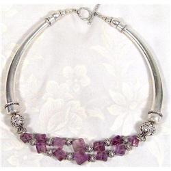 Artisan Tribal silver Amethyst Choker #1493643