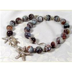 RARE Banded Agate Karen Tribal Silver Choker #1493646