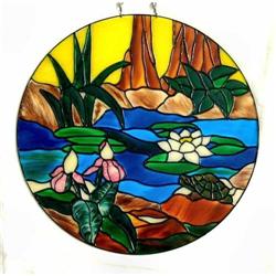 Basking Near the Pond Stained Glass Painting #1493660