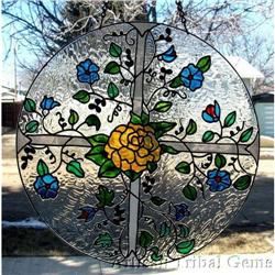 VICTORIAN Floral  Window Painting 18"  #1493664