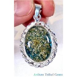 Magical Blue Amber Sterling  Pendant #1493689