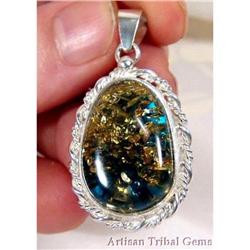 Adorable Blue Amber Sterling  Pendant #1493690