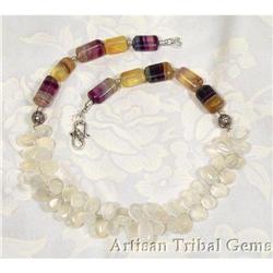 Fluorite & Soft Yellow Chalcedony Briolette #1493693