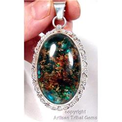 Bewitching Inclusions of Blue Amber Sterling #1493787