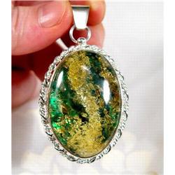 Harmonious beauty Blue Amber Sterling Pendant #1493792
