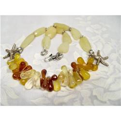 FINEST Faceted Chalcedony STARFISH Choker #1493824