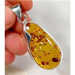 Brilliant Honey Baltic Amber Sterling Pendant #1493907