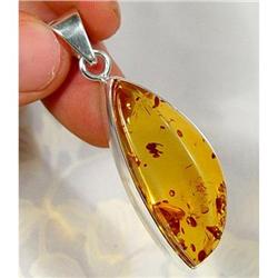So FINE Cognac Baltic Amber Sterling Pendant #1493917