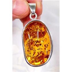 TOO Flashy Honey  Baltic Amber Sterling Pendant#1493937