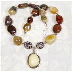 Finest  Jasper Agate Sterling CHOKER~155 GRAMS #1493954