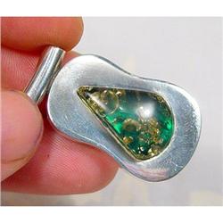 Remarkable Blue Amber Sterling Pendant #1493956