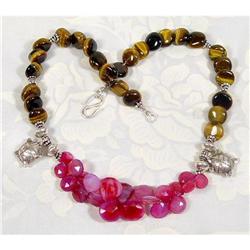 Pink Chalcedony Faceted Briolette Tiger Eye #1493959