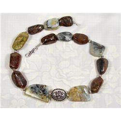Magnificent PERU Opal & Unakite Sterling Choker#1493962
