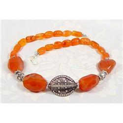 Faceted Carnelian Nugget Sterling Choker~157 #1493963