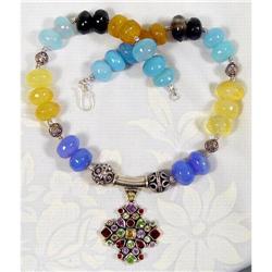 Chunky Chalcedony Gemstone Sterling Necklace #1493988