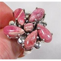 SO Divine Rhodochrosite Flower Sterling Ring #1494000