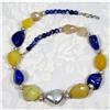 Golden Chalcedony Lapis Gemstone Choker #1494010
