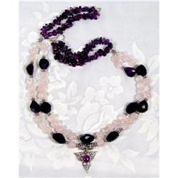 Artisan Faceted Amethyst Rose Quartz Sterling #1494026