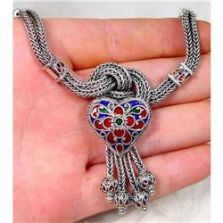 Thai Enamelled Sterling Necklace by the Masters#1494041