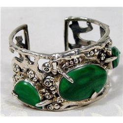 Sterling Malachite Floral Vine Cuff~87g #1494049