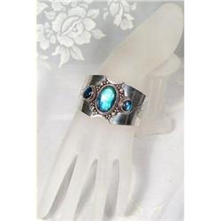 NEPAL Blue Flame Labradorite Dragon Cuff #1494050