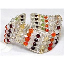 Designer Silver Gemstone popurri Cuff  #1494054