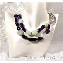 HUGE DOUBLE Amethyst Sterling Necklace 230 #1494106