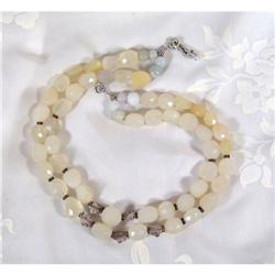 DOUBLE Faceted Chalcedony Gemstone Necklace~235#1494112