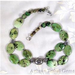 HUGE Chrysoprase Nugget Sterling Necklace~145#1494116